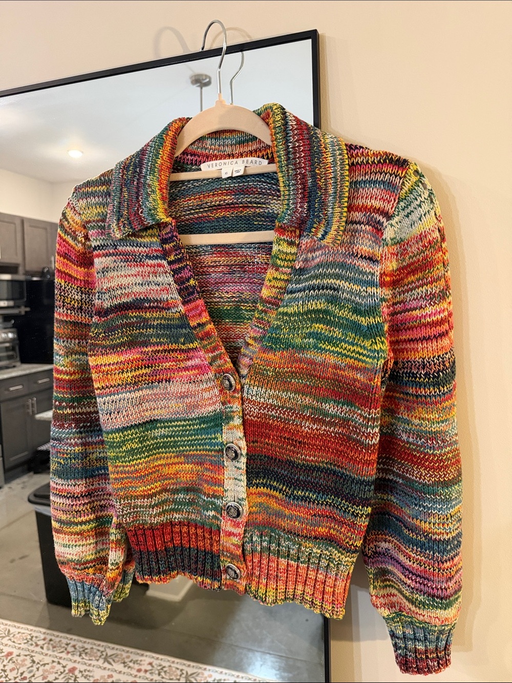 Veronica Beard Multicolor Striped Knit Button Cardigan
